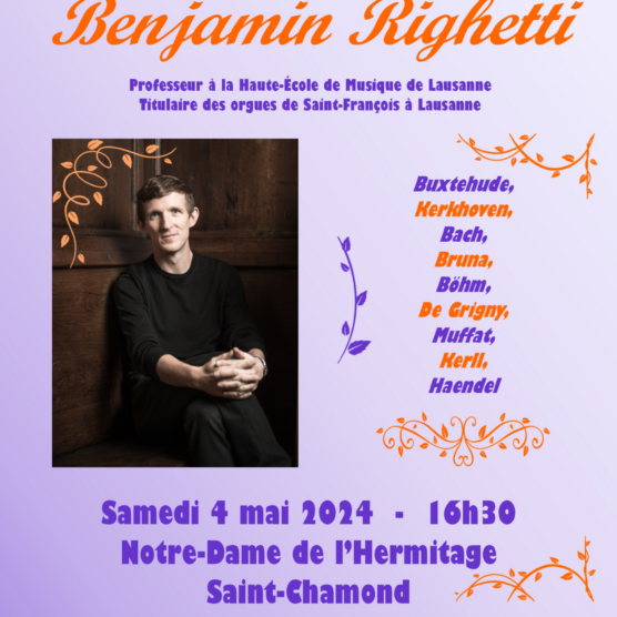 Affiche du récital d'orgue de Benjamin Righetti