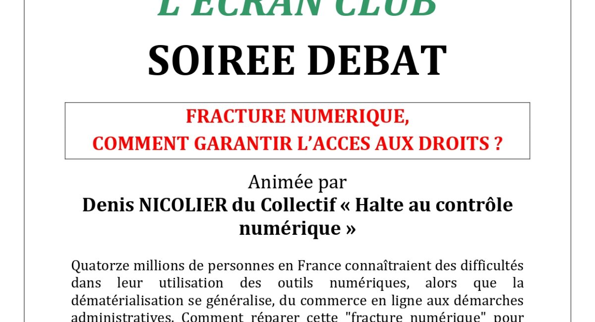 affiche soirée débat "fracture numérique"